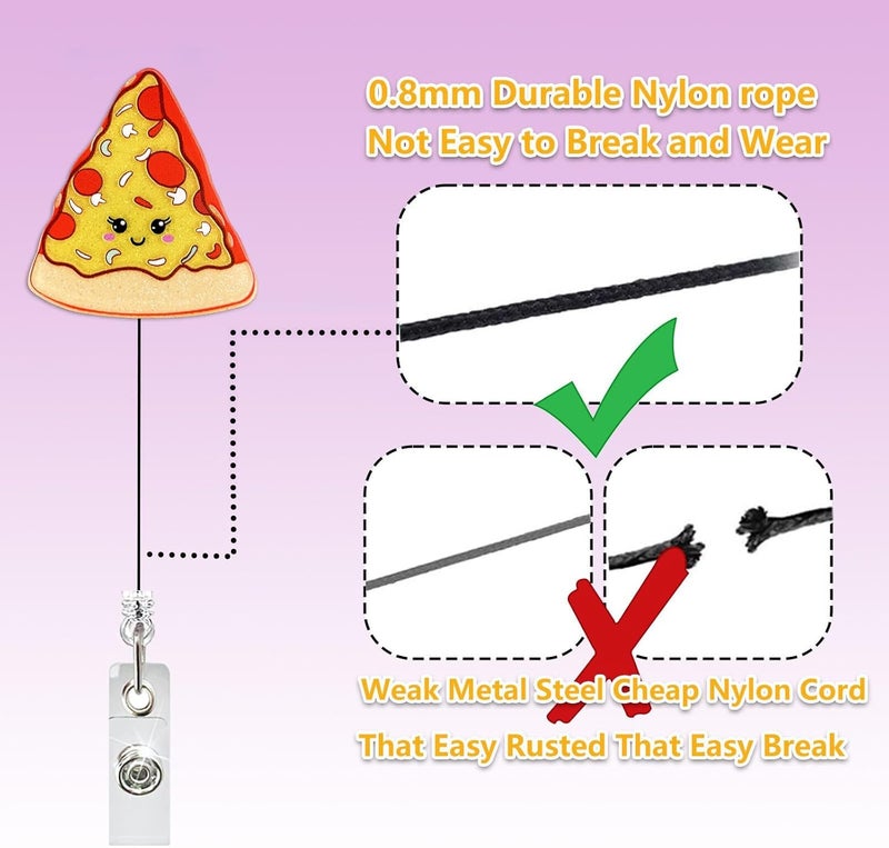 LEBEIGHT Cute Pizza Badge Reel Retractable, Funny Food Badge Reel for Nurse Nursing Student RN CNA LPN CMA Medical Worker & Teacher, Personalized Nurse Gifts, Pizza Lovers ID Badge Holder with Alligator Clip - Image 4